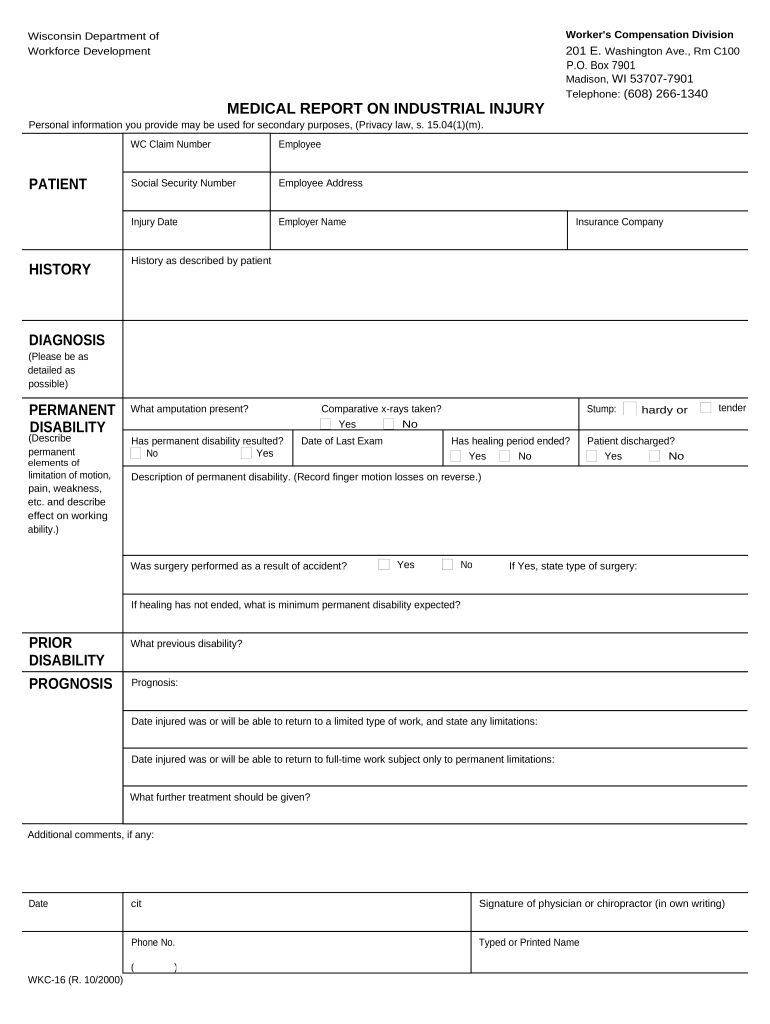 Wisconsin Workers Compensation  Form