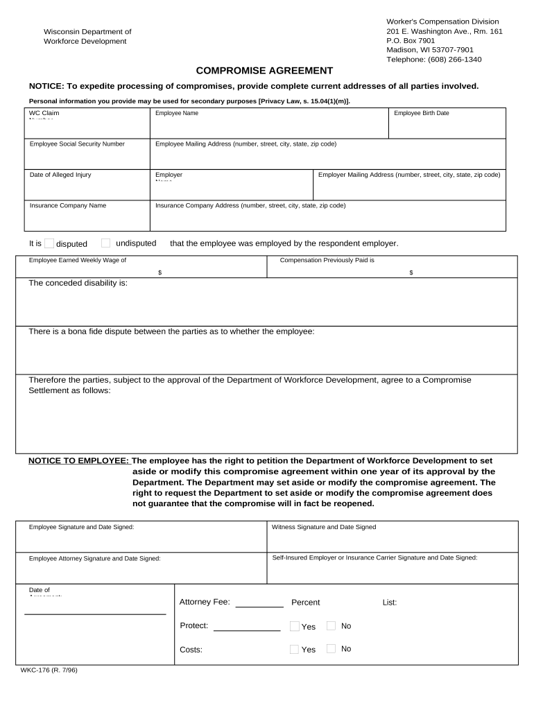 Compromise Agreement Sample  Form