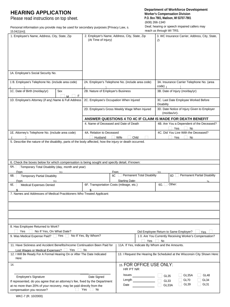 Wisconsin Workers Compensation Form