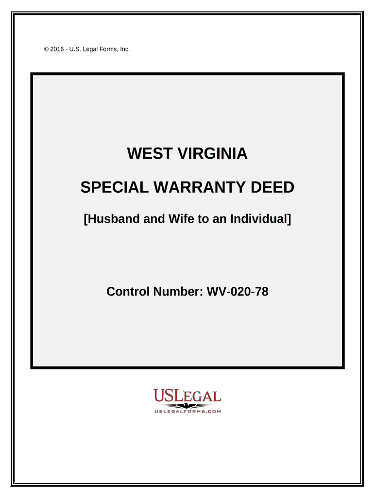 Special Warranty Deed Husband and Wife to Individual West Virginia  Form