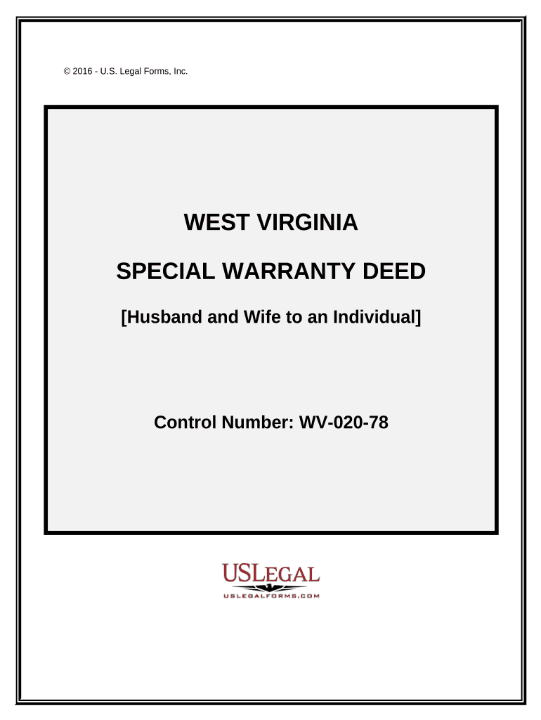 Special Warranty Deed Husband and Wife to Individual West Virginia Form