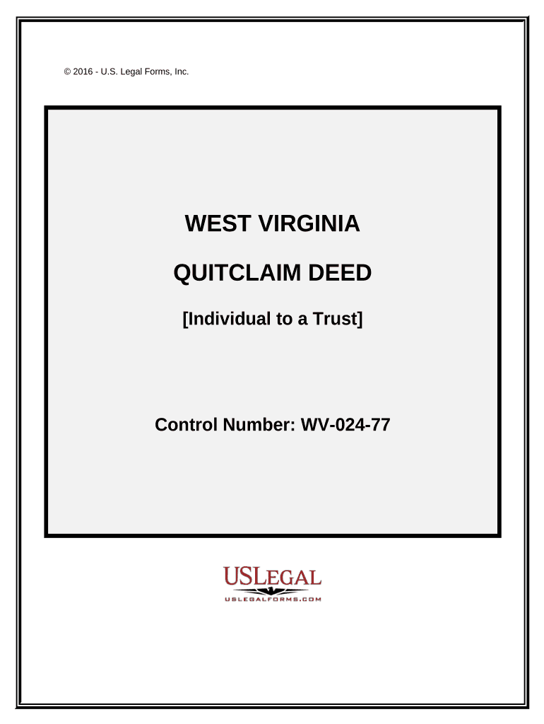 Quitclaim Deed from an Individual to a Trust West Virginia  Form
