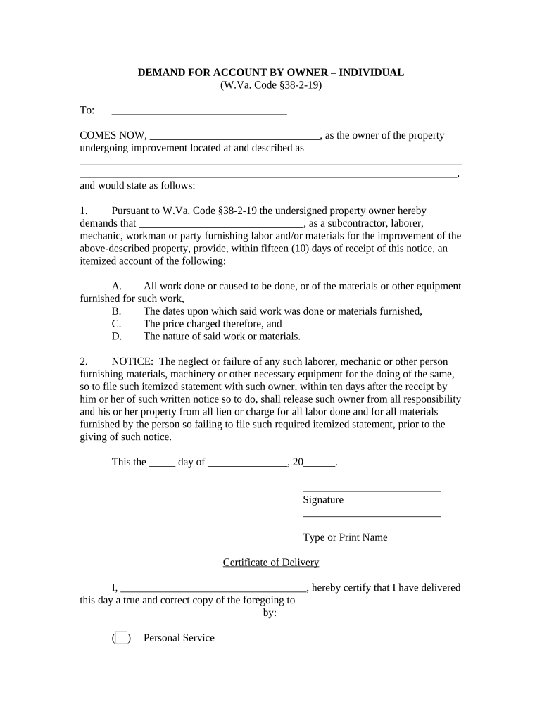 West Virginia Account  Form