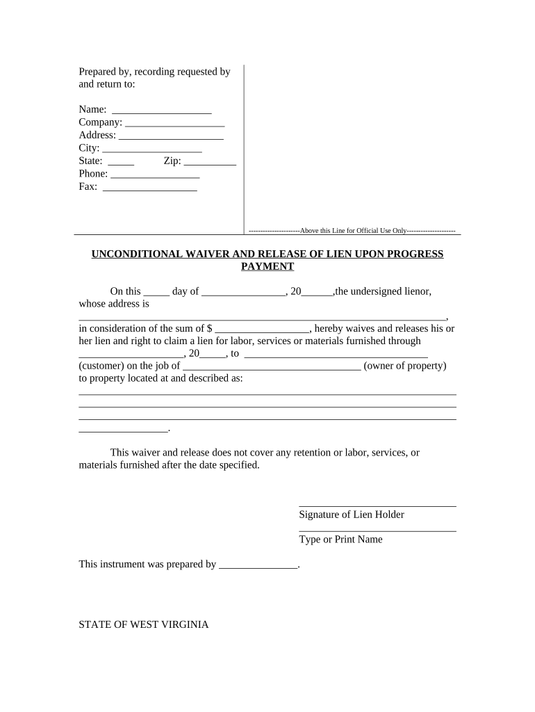 Release Claim Lien  Form