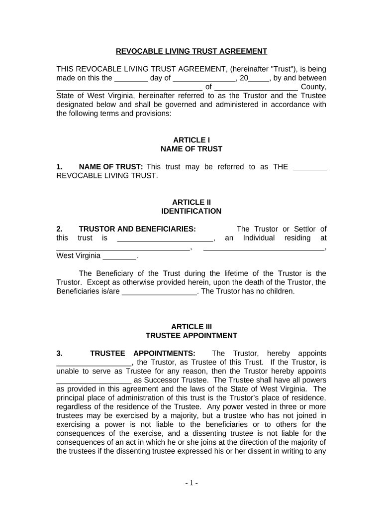 West Virginia Trust  Form