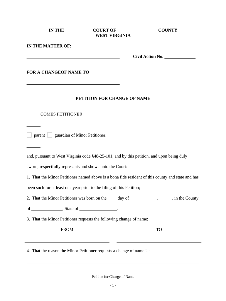 Name Change Form West Virginia