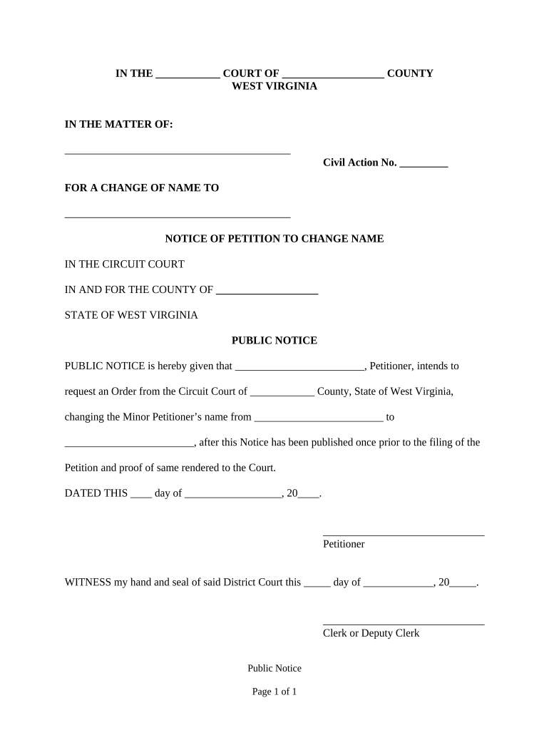 West Virginia Petition  Form