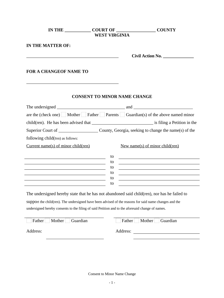 West Virginia Minor  Form