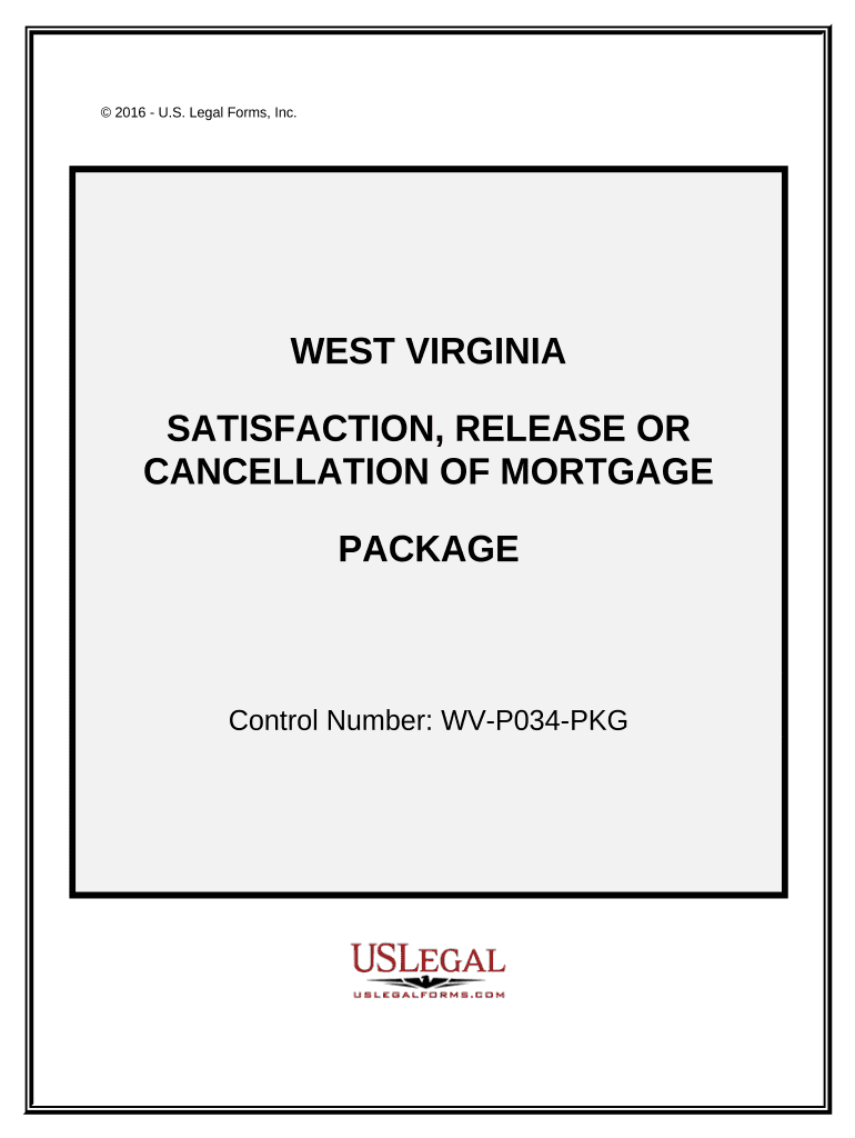 Satisfaction, Cancellation or Release of Mortgage Package West Virginia  Form