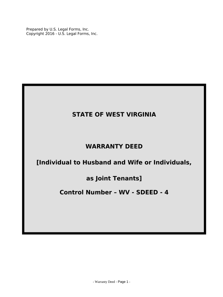 Warranty Deed Converting Separate or Joint Property to Joint Tenancy West Virginia  Form