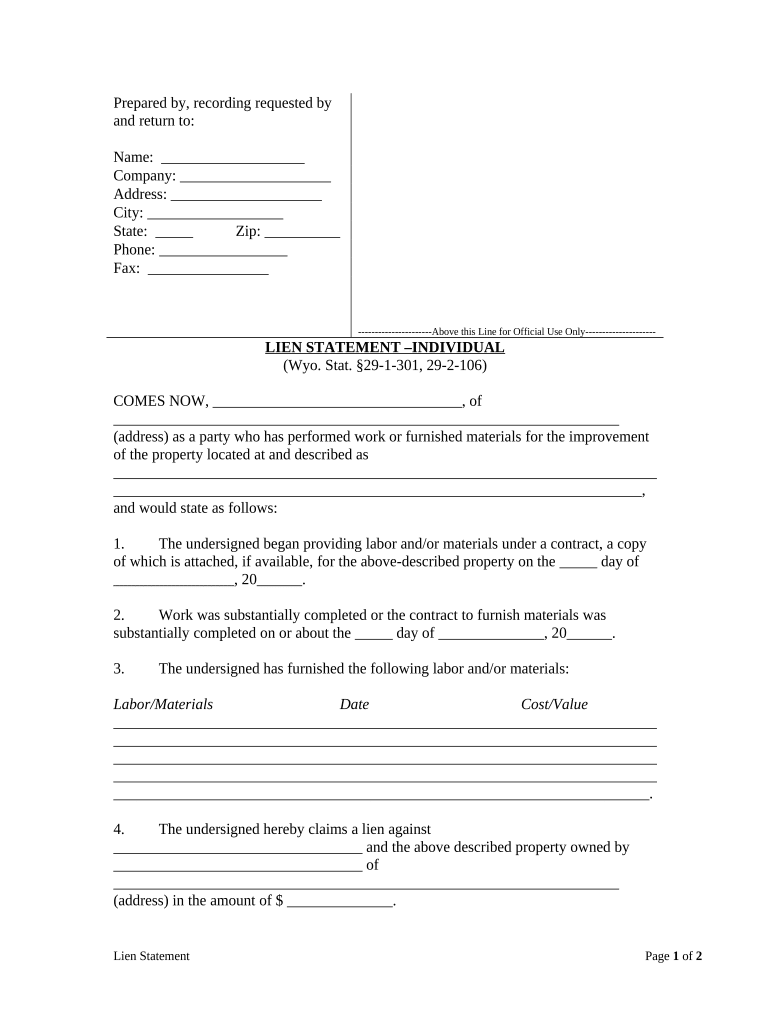 Wyoming Statement  Form