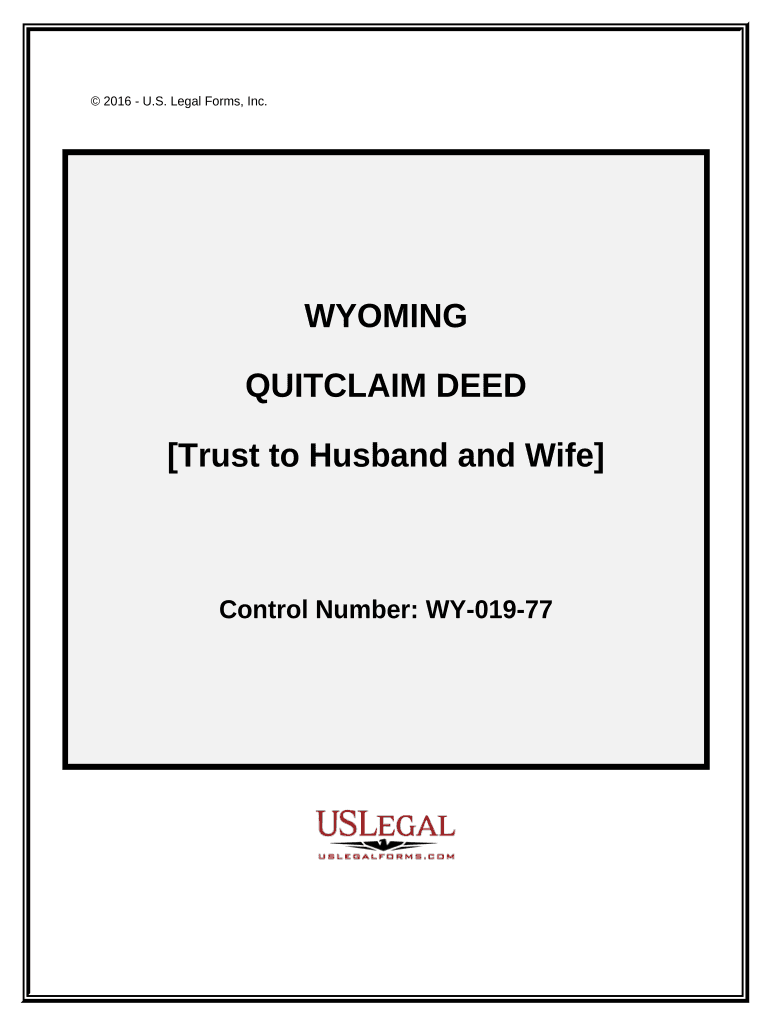 Quitclaim Deed Trust to Husband and Wife Wyoming  Form