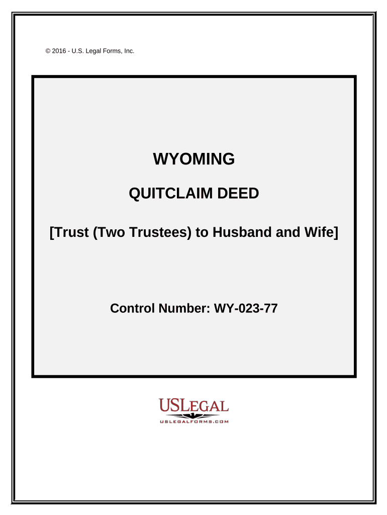 Quitclaim Deed Trust as Grantor to Husband and Wife as Grantees Wyoming  Form