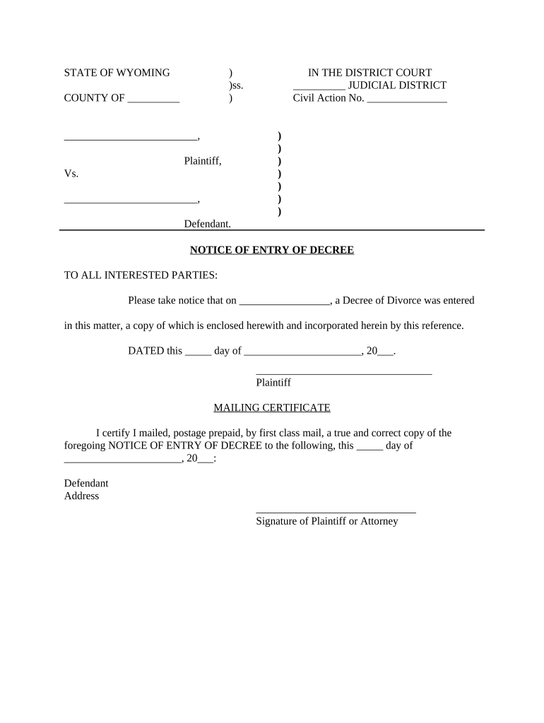 Wyoming Notice Form