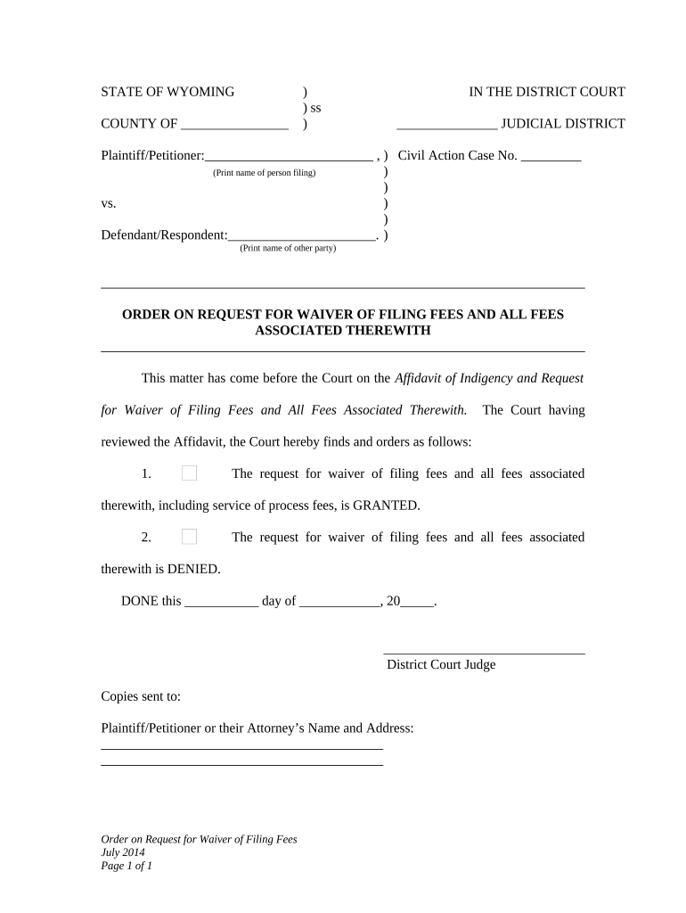 Request Waiver Filing  Form