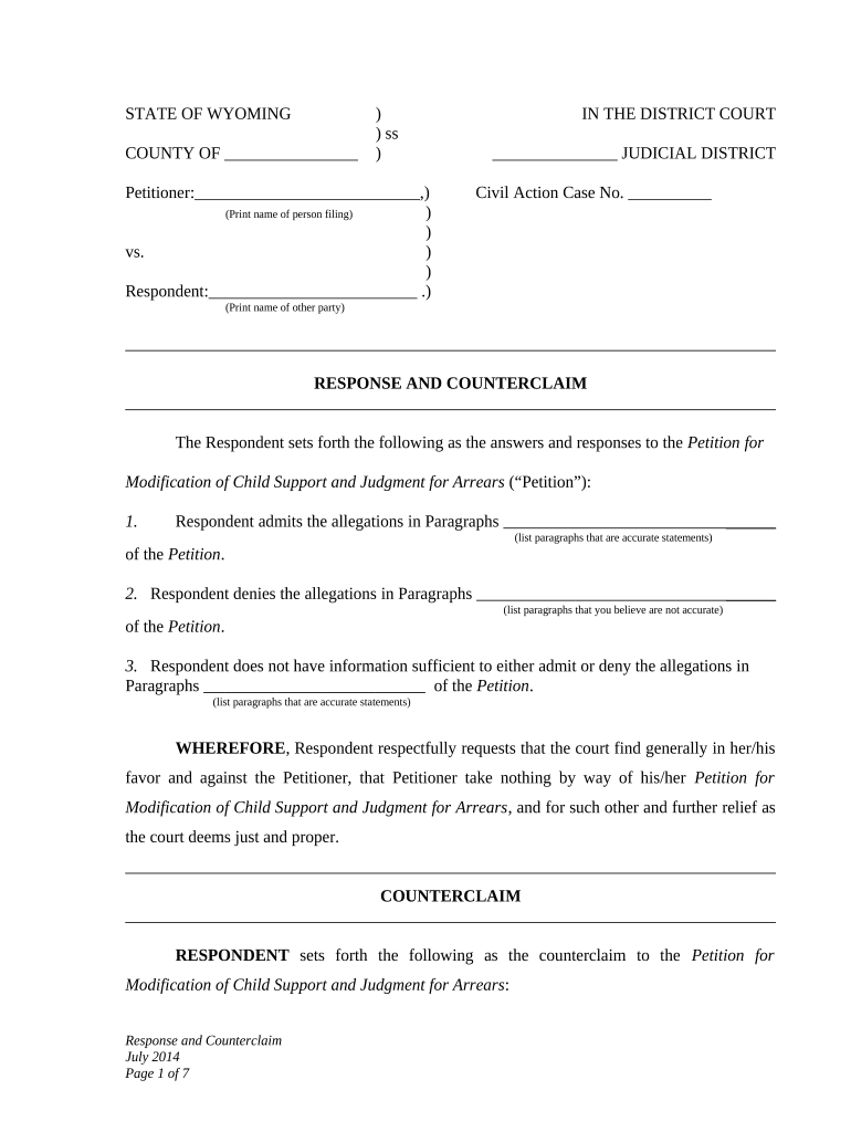 Counterclaim Petition  Form