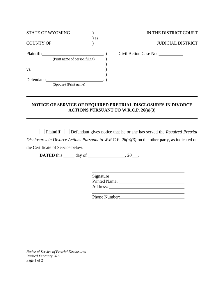 Wy Divorce Form