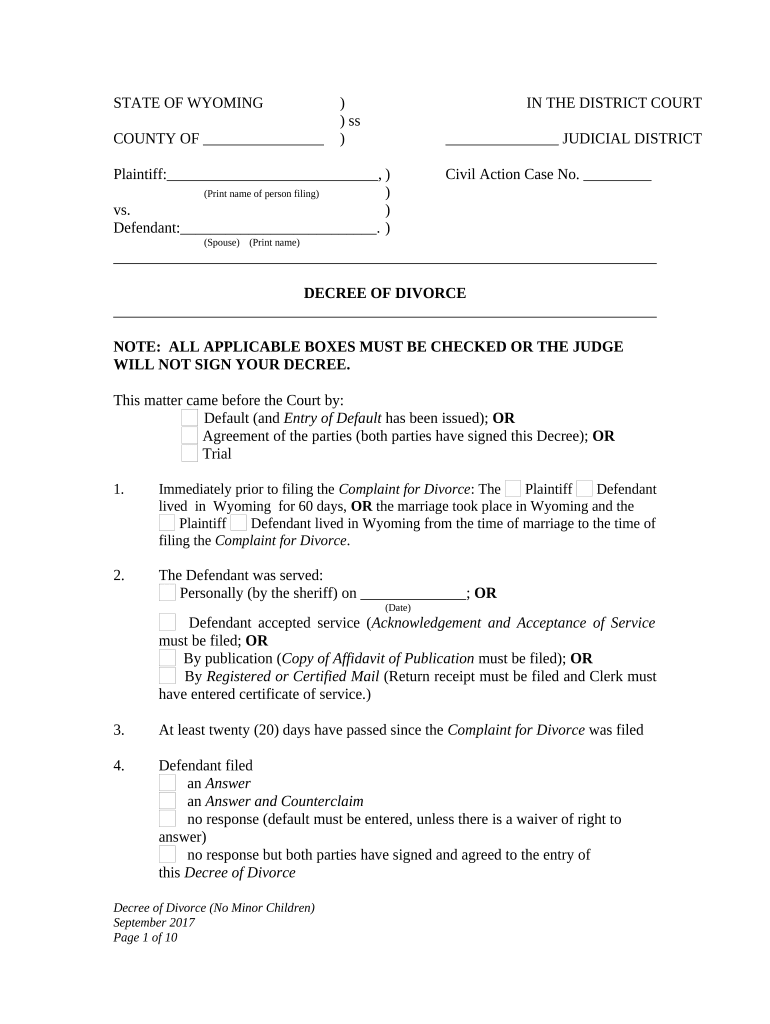 Wyoming Decree  Form