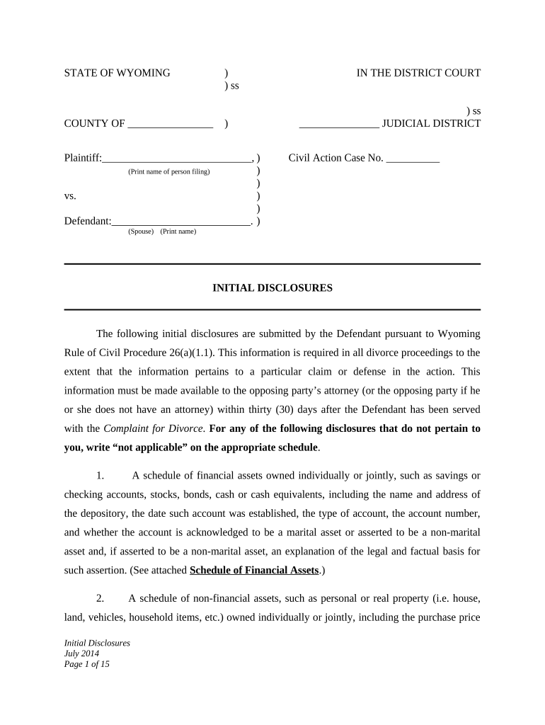 Initial Disclosures  Form