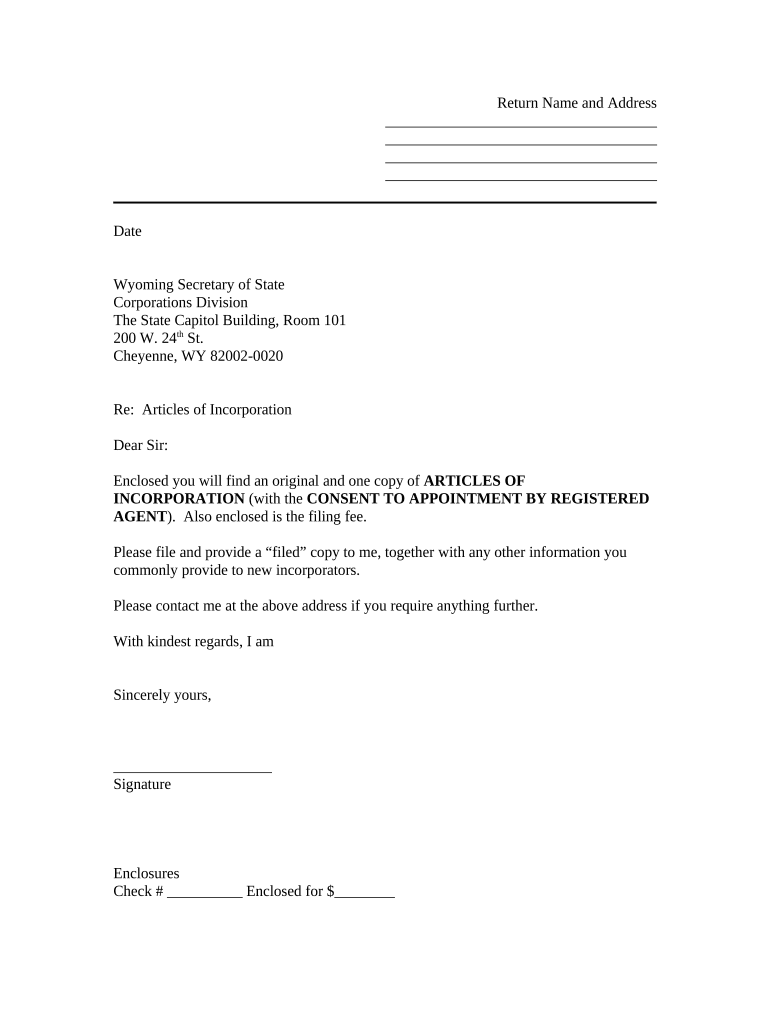 Wyoming Incorporation  Form