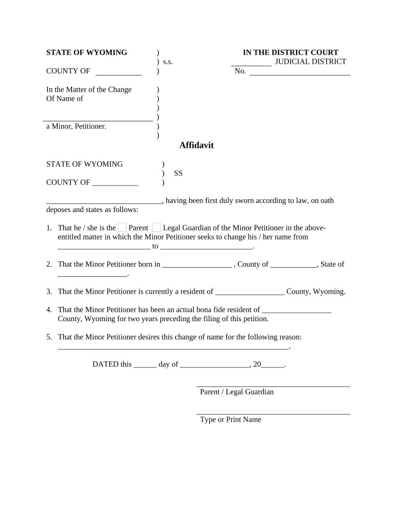 Wy Name Change Form