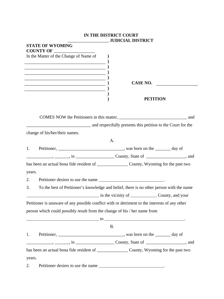 Wy Change Name  Form