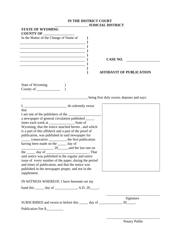 Wyoming Name Change  Form