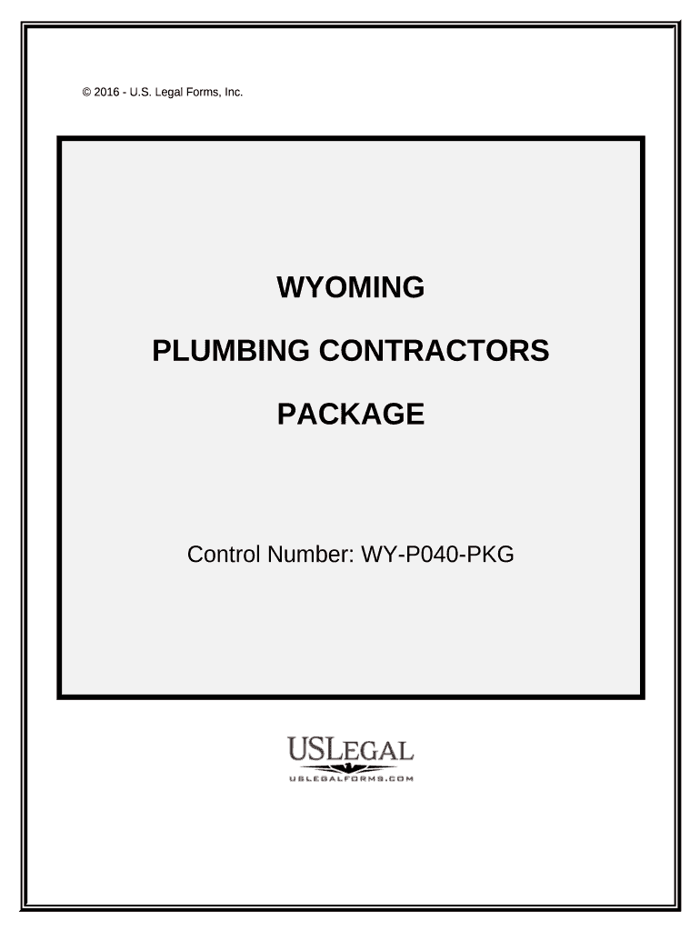 Plumbing Contractor Package Wyoming  Form