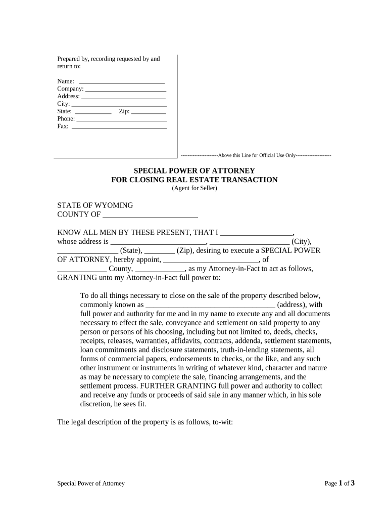 Wyoming Seller  Form
