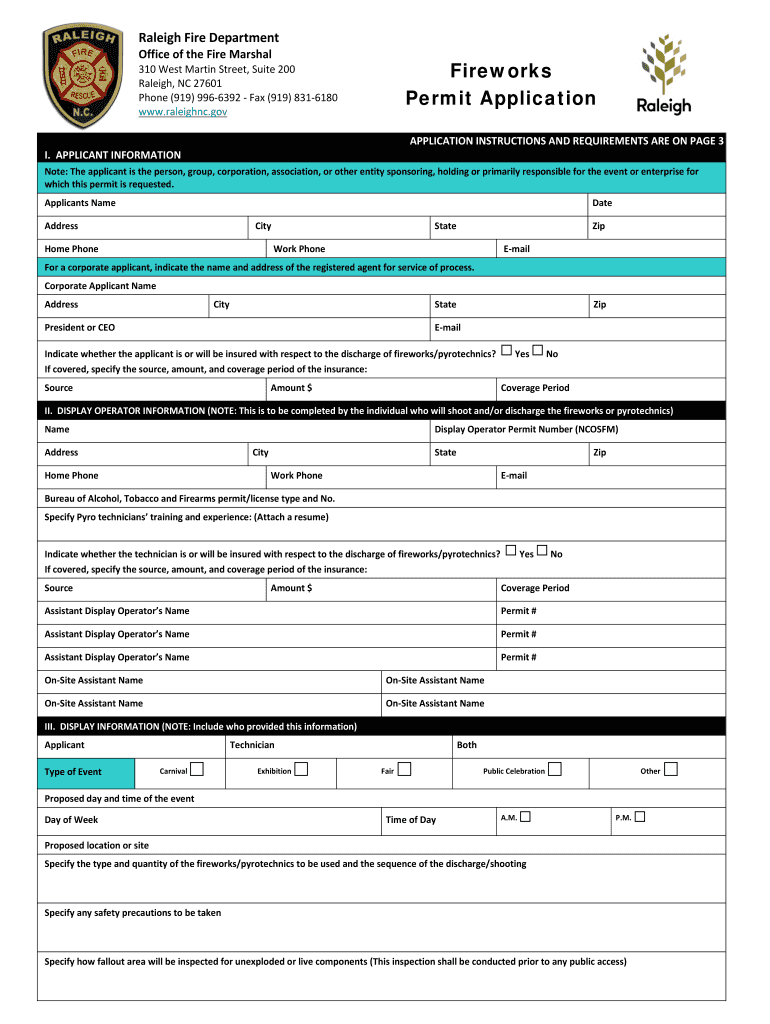 Fireworks Permit Application  Form