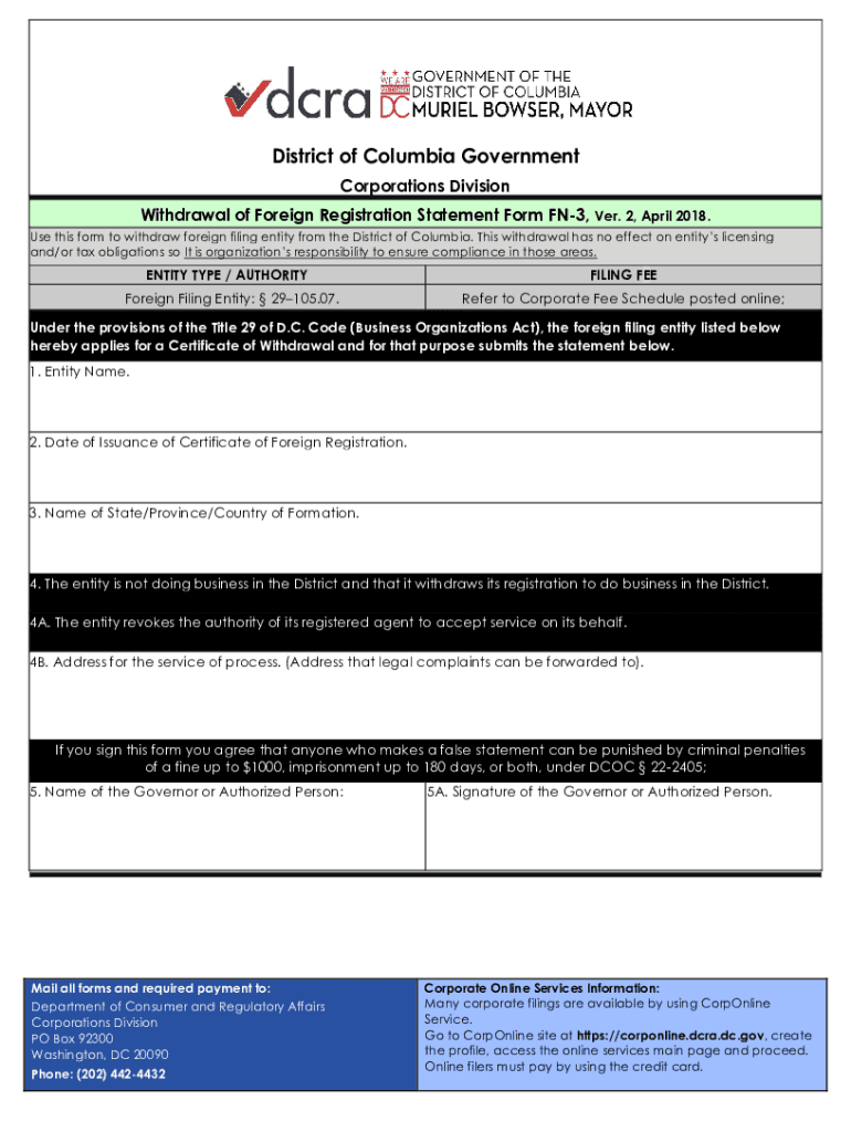  Withdrawal of Foreign Registration Statement 2018-2024