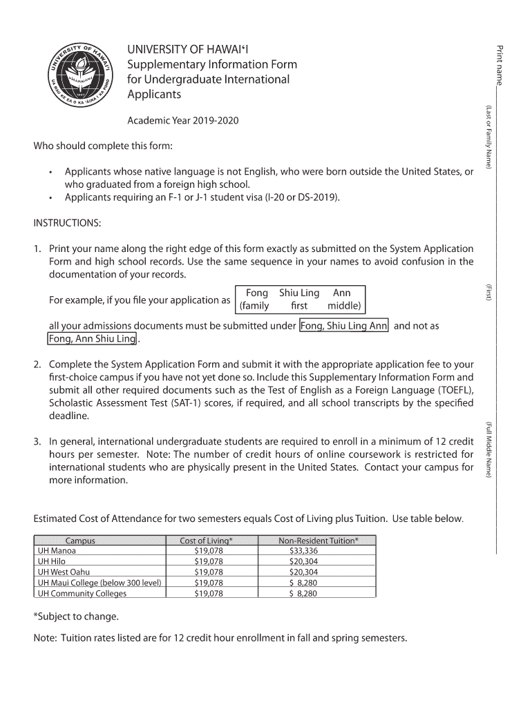  University Supplementary Form 2019-2024