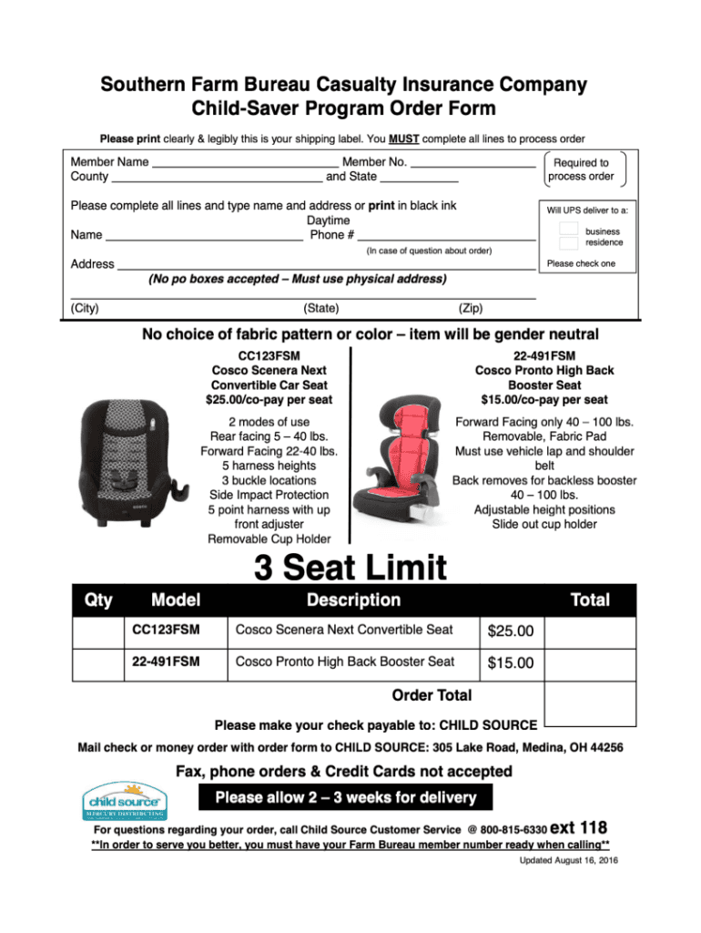 Farm Bureau Car Seat Program  Form