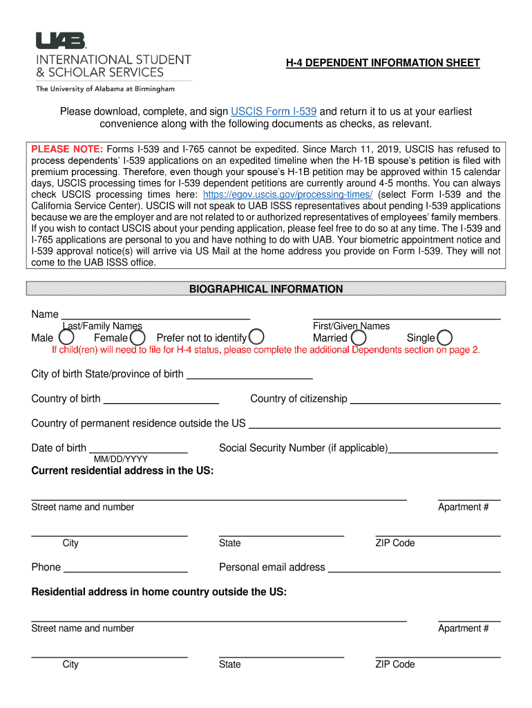  Filing Addresses for Form I 539, Application to Extend USCIS 2019-2024