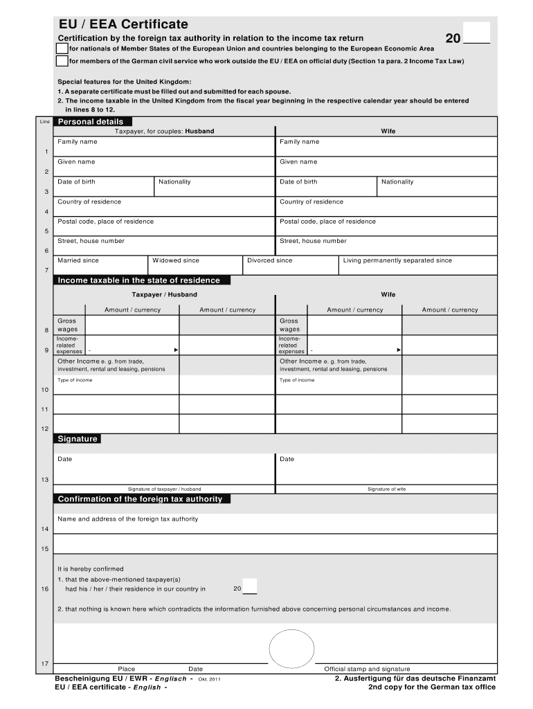 Eu Eea Certificate  Form