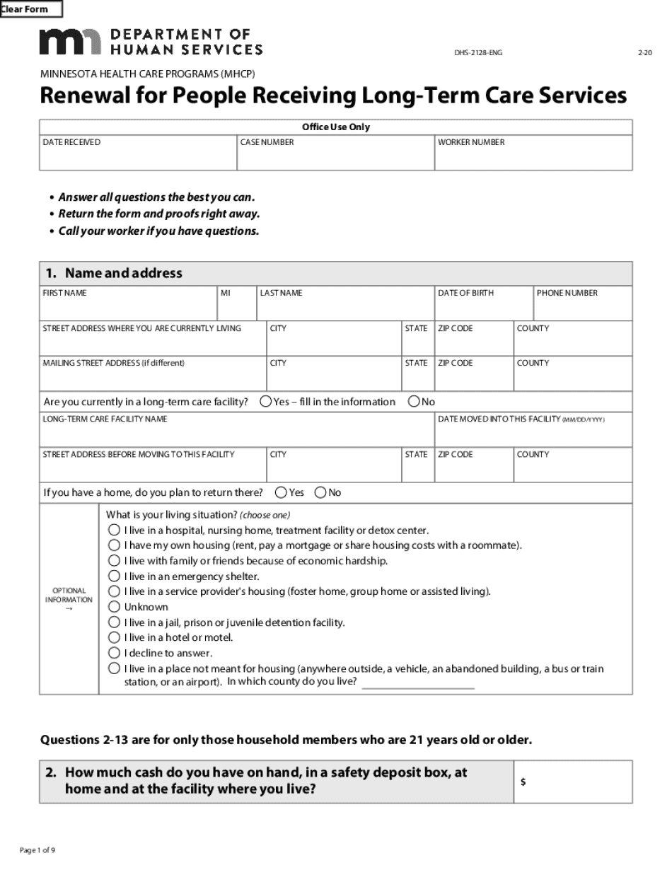  DHS 2128 ENG Minnesota Health Care Programs Application for Certain Populations This Form is Used by Certain People Who Must Sub 2020-2024