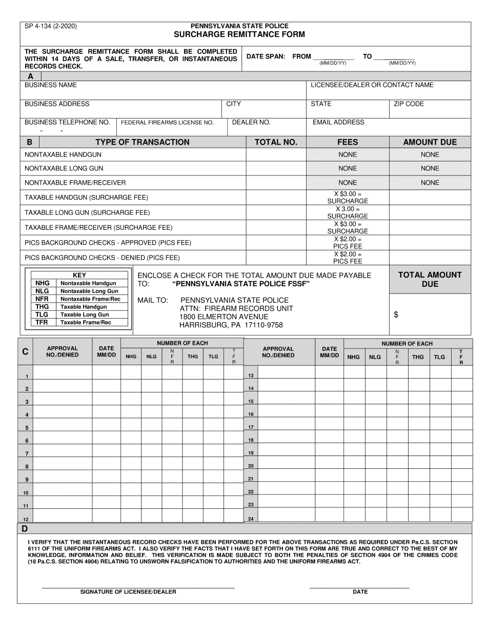  SP4 134 3PENNSYLVANIA STATE POLICE 2020-2024