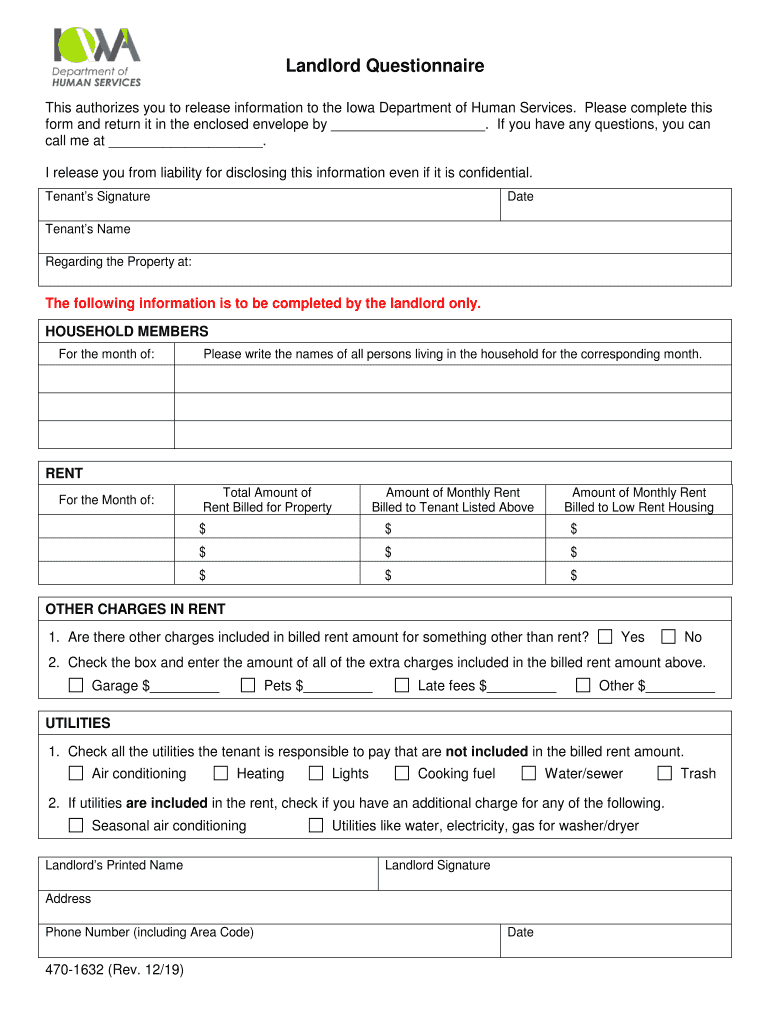 470 1632 Landlord Questionnaire  Form