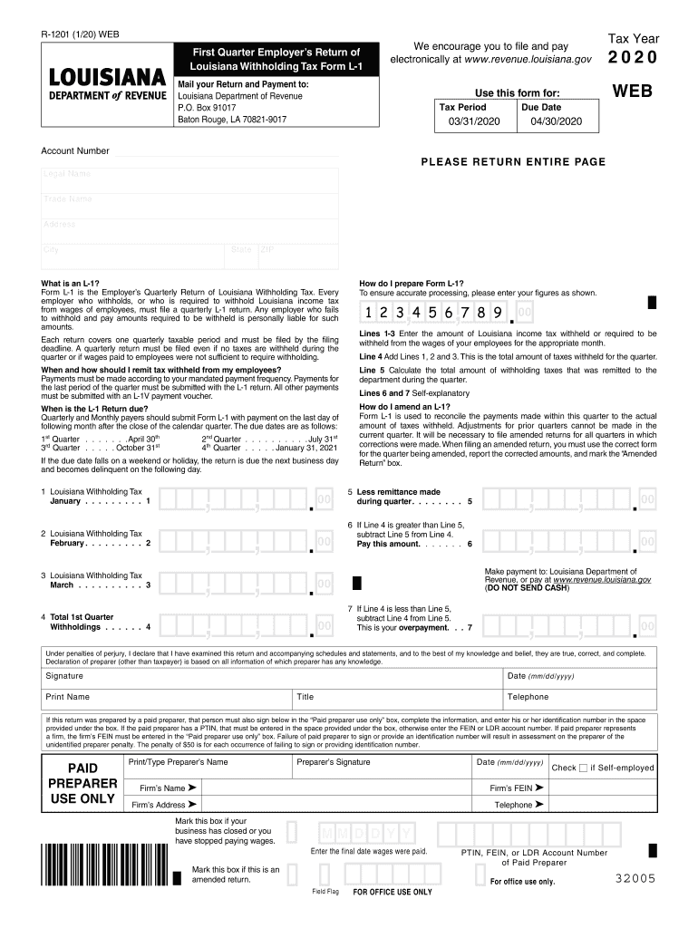  Withholding Tax Louisiana Department of Louisiana Gov 2020