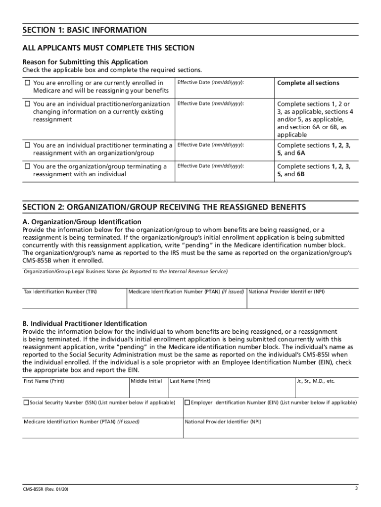 CMS 855 R CMS 855 R  Form