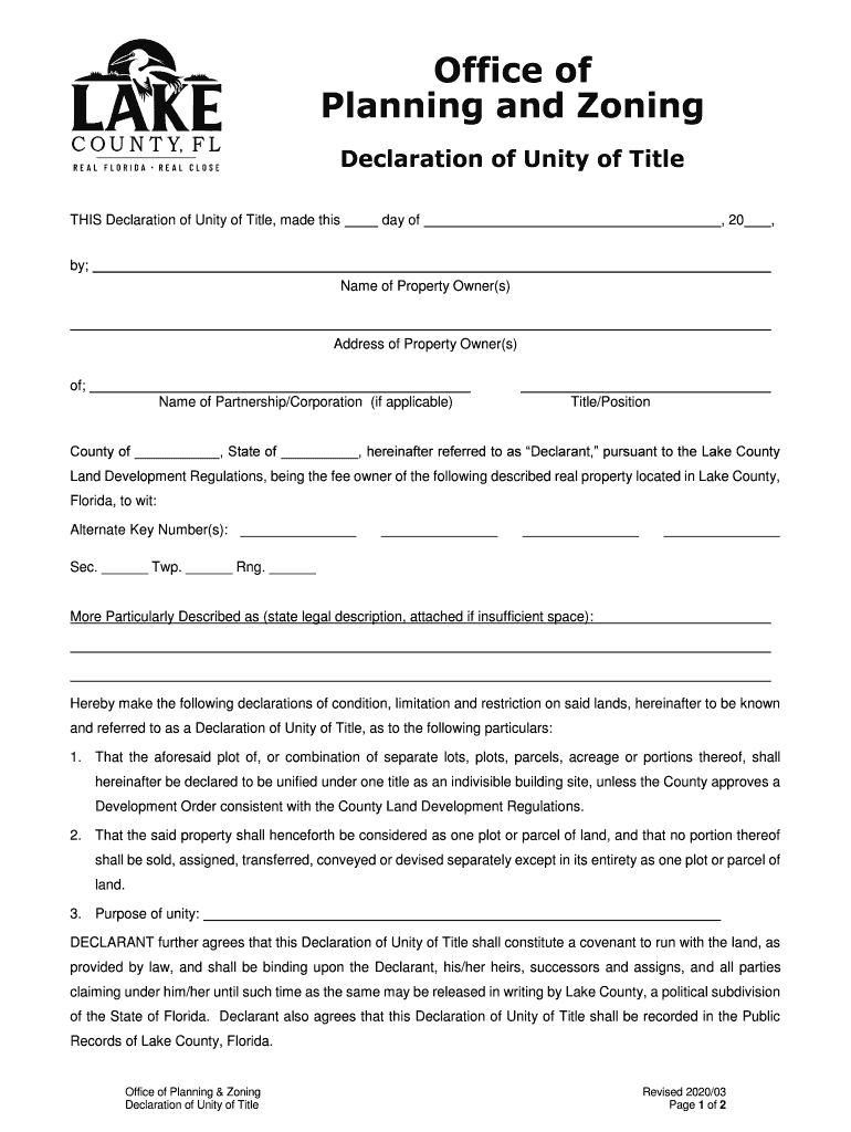 Florida Unity Title  Form