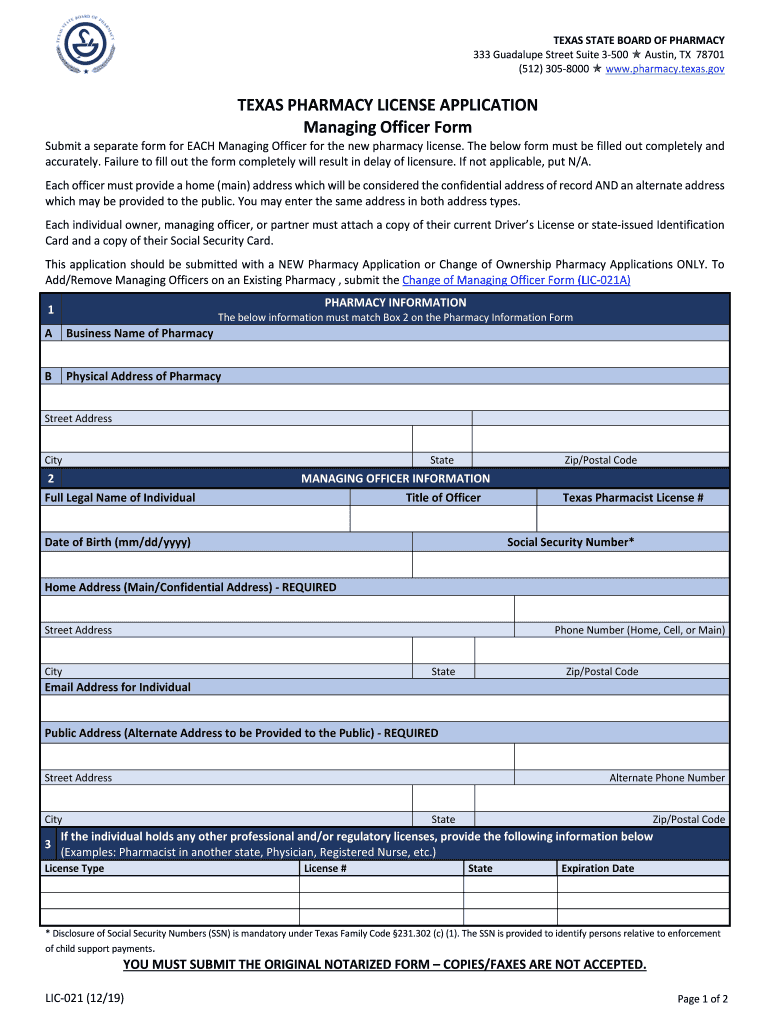  Lic Form 2019