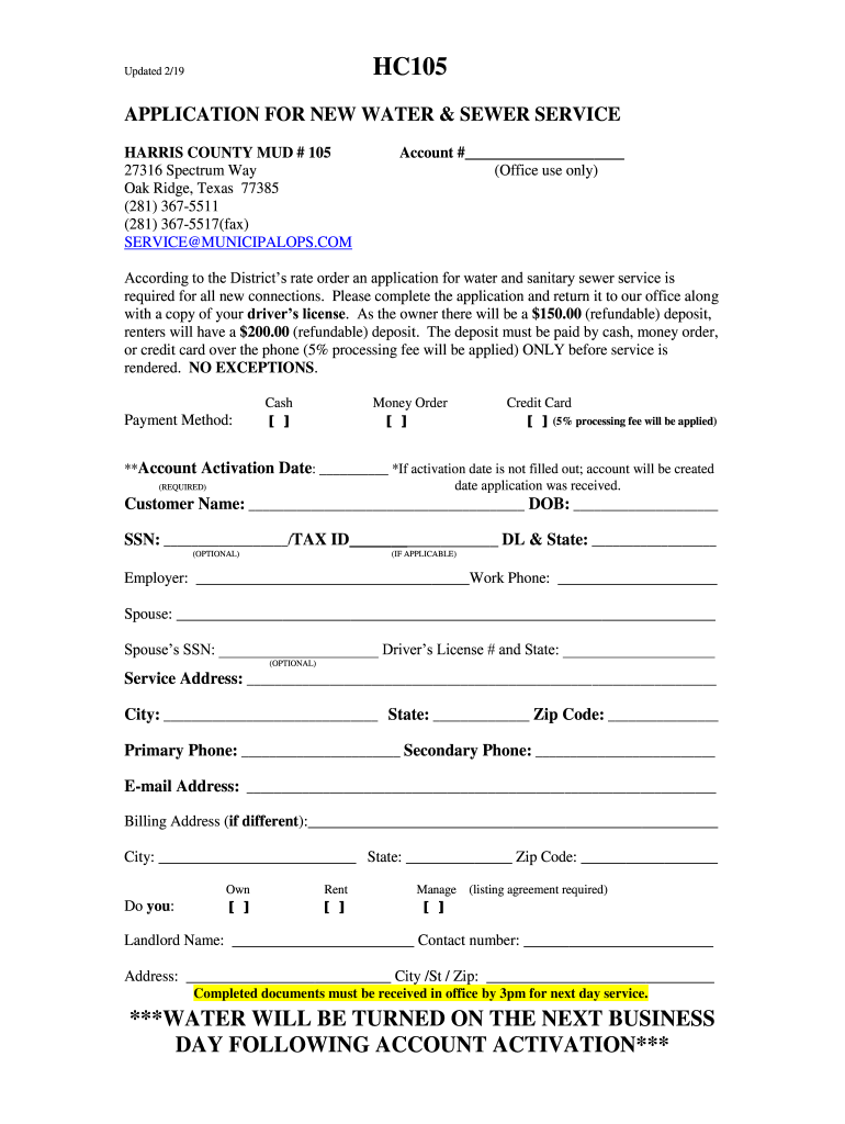 Harris County Mud 105  Form