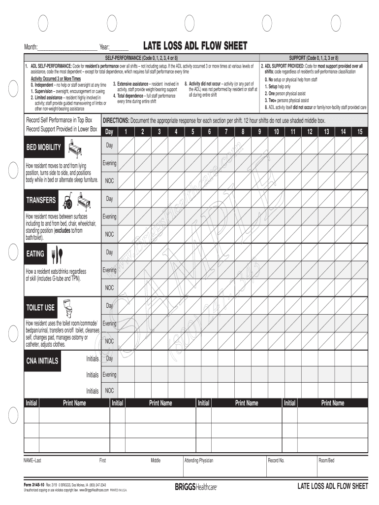 Adl Flow Sheet  Form