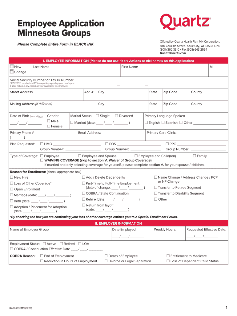 Medicare Select Enrollment Application Quartz  Form