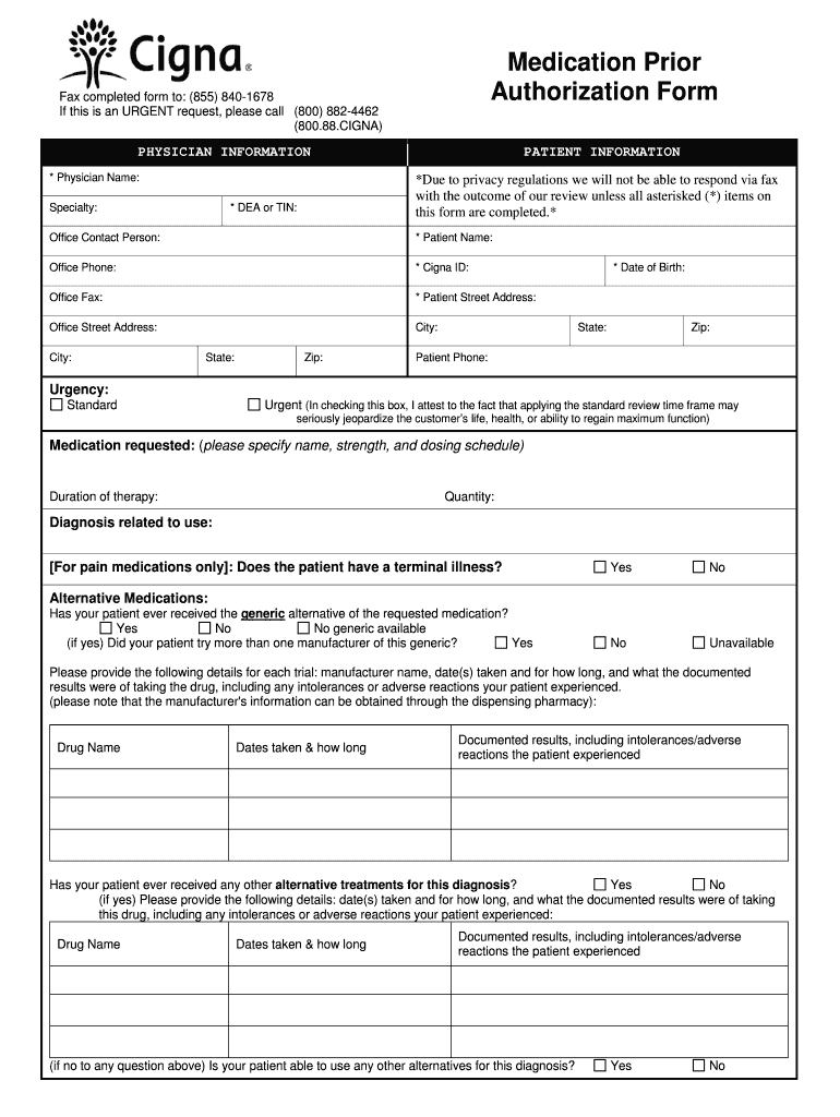 Medication Prior Authorization Form a Medication Prior Authorization Form