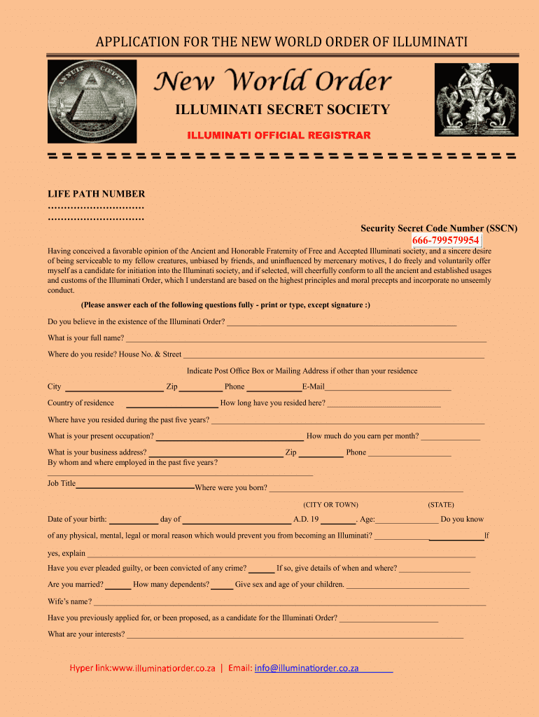 Illuminati Website  Form