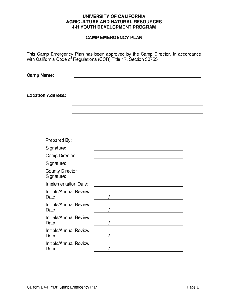 California 4 H Policies California 4 H Youth Development  Form