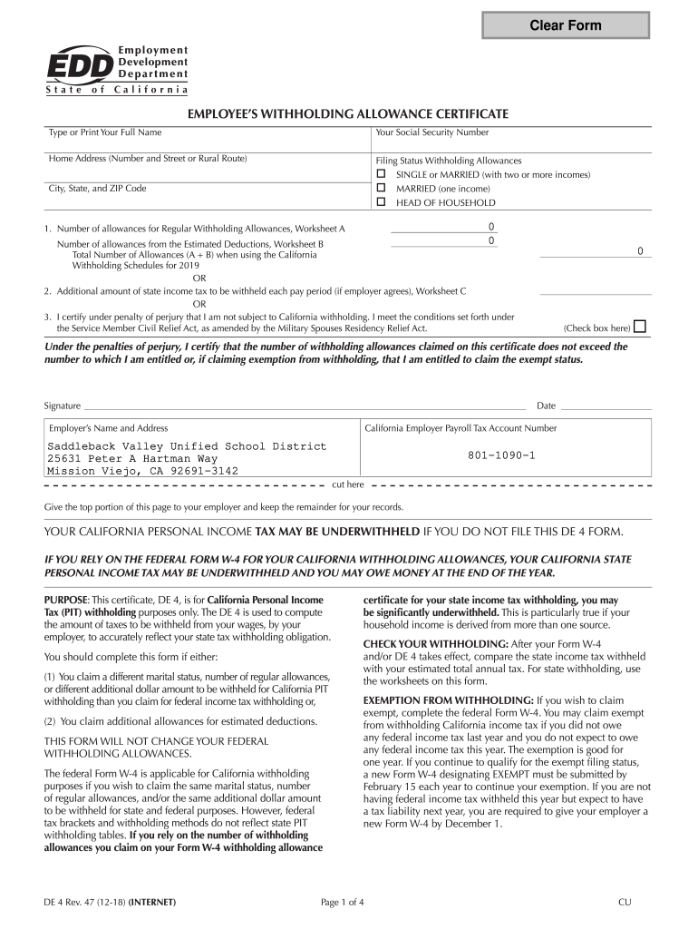Bill of Sale Form D 4 Employee Withholding Allowance