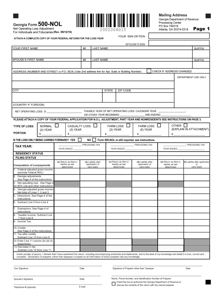  Georgia Form 500 Nol Instructions 2019